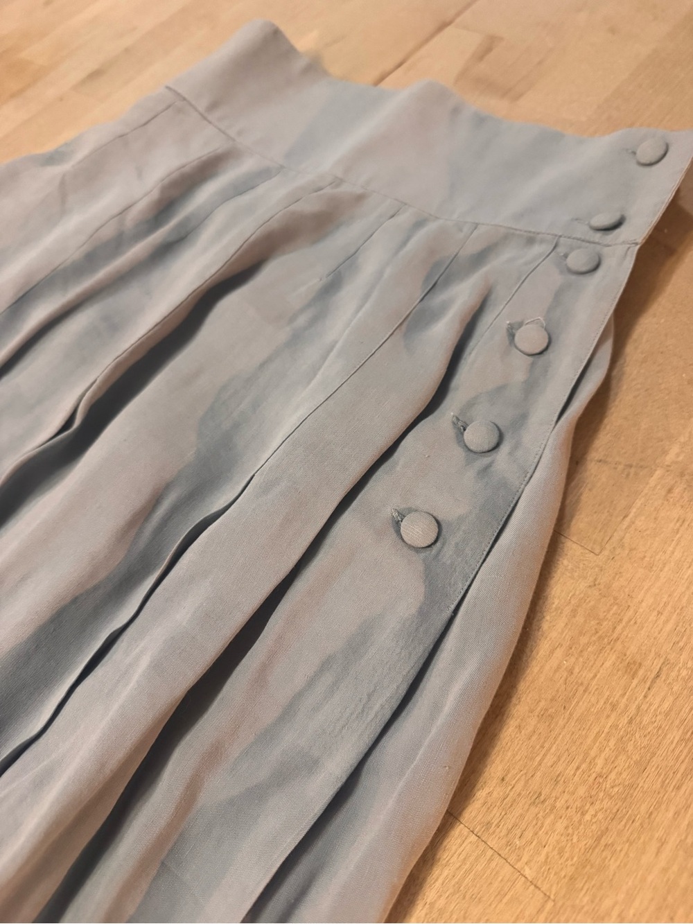 Barbara Bui Light Blue/gray Pleated Maxi Skirt with Side Buttons - Picture 4 of 6